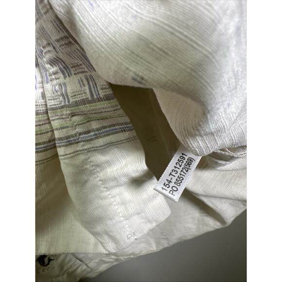 Tommy Bahama Silk Button Down Mens Large Cream Geo Print 90's Y2K Tropical Beach - Picture 6 of 9